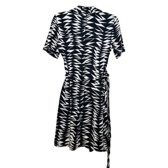 Max Mara Short Sleeve Wrap Dress Women 8 Navy White Collared Festive Party - Picture 2 of 5